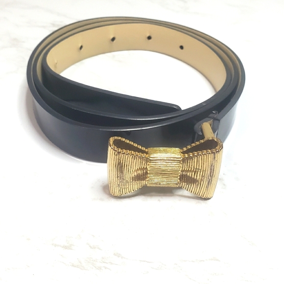 kate spade Accessories - Kate Spade Gold Medal Bow Patten Leather Belt size M